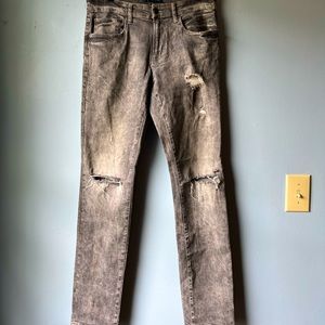 Aeropostale Mens Jeans Skinny Gray Distressed 32/34